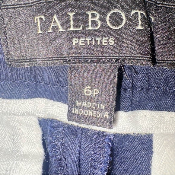 Talbots Navy Petite Pants with Cross Stitching - Picture 2 of 6